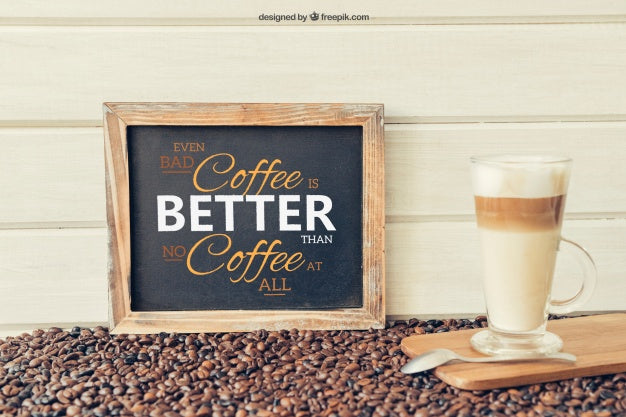 Coffee Decoration With Leaning Slate And Glass Psd
