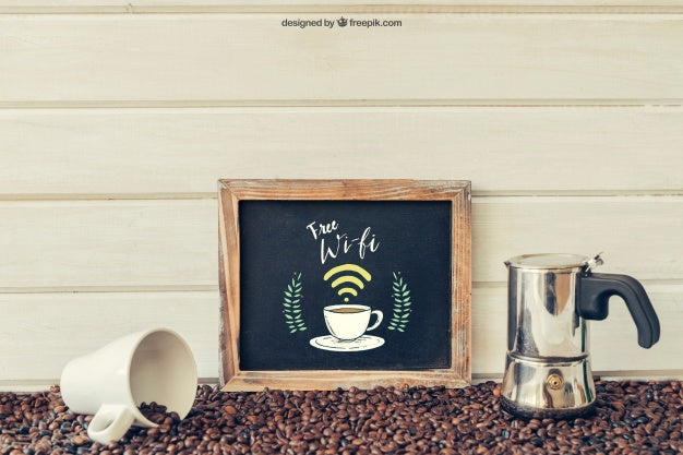 Coffee Decoration With Leaning Slate Psd