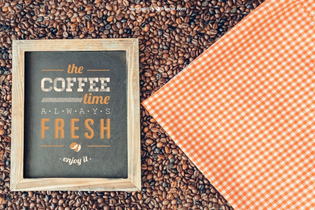 Coffee Decoration With Slate And Cloth Psd