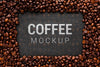 Coffee Mock-Up With Coffee Beans Frame Psd