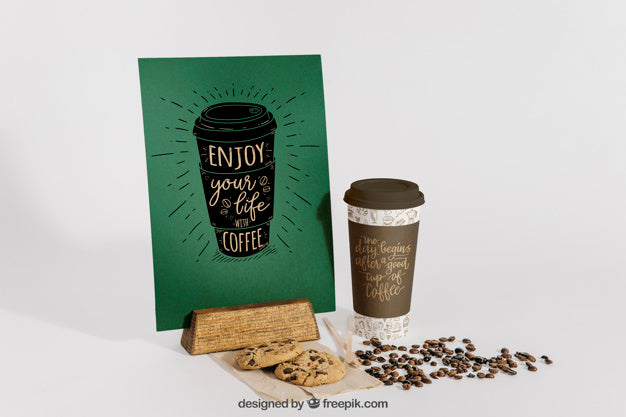 Coffee Mockup With Beans Psd