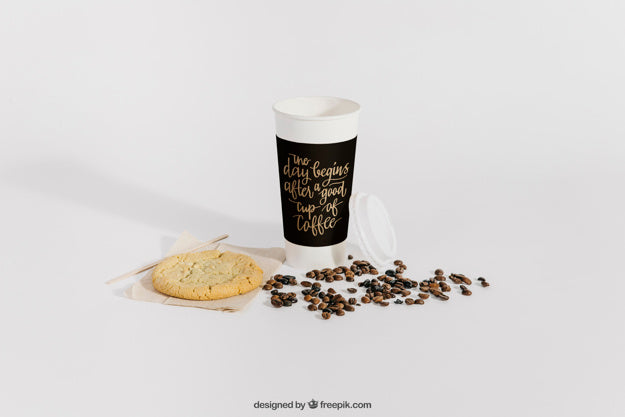 Coffee Mockup With Beans Psd