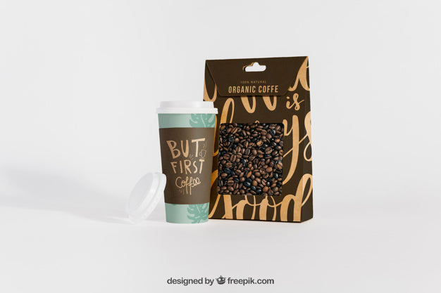 Coffee Mockup With Box And Mug Psd