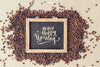 Coffee Mockup With Slate On Coffee Beans Psd