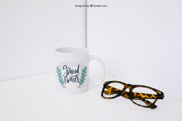 Coffee Mug Mockup And Glasses Psd