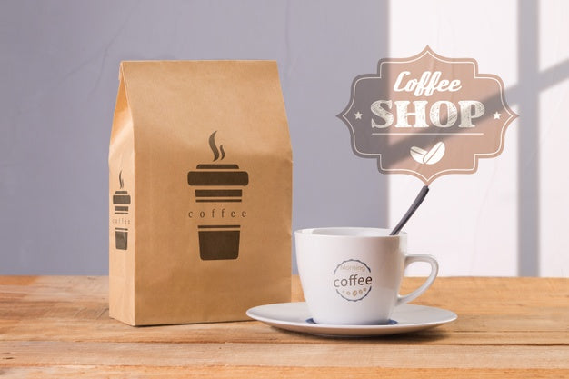 Coffee Mug With Coffee Bag Mock-Up Psd