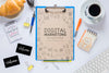 Coffee Sticky Notes And Clipboard Mock-Up Psd