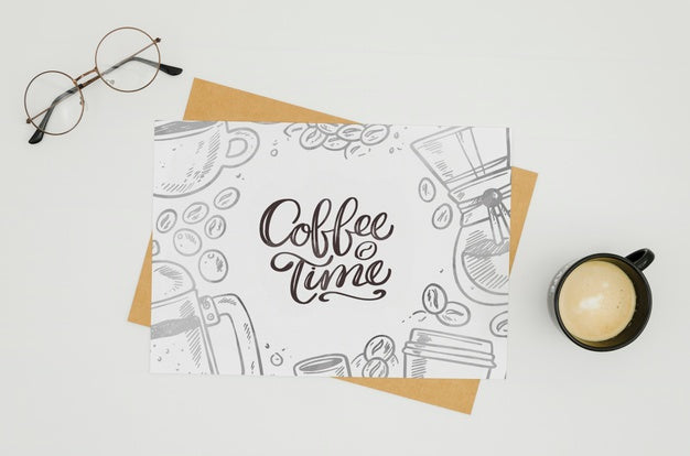 Coffee Time Card Mock-Up On White Background Psd