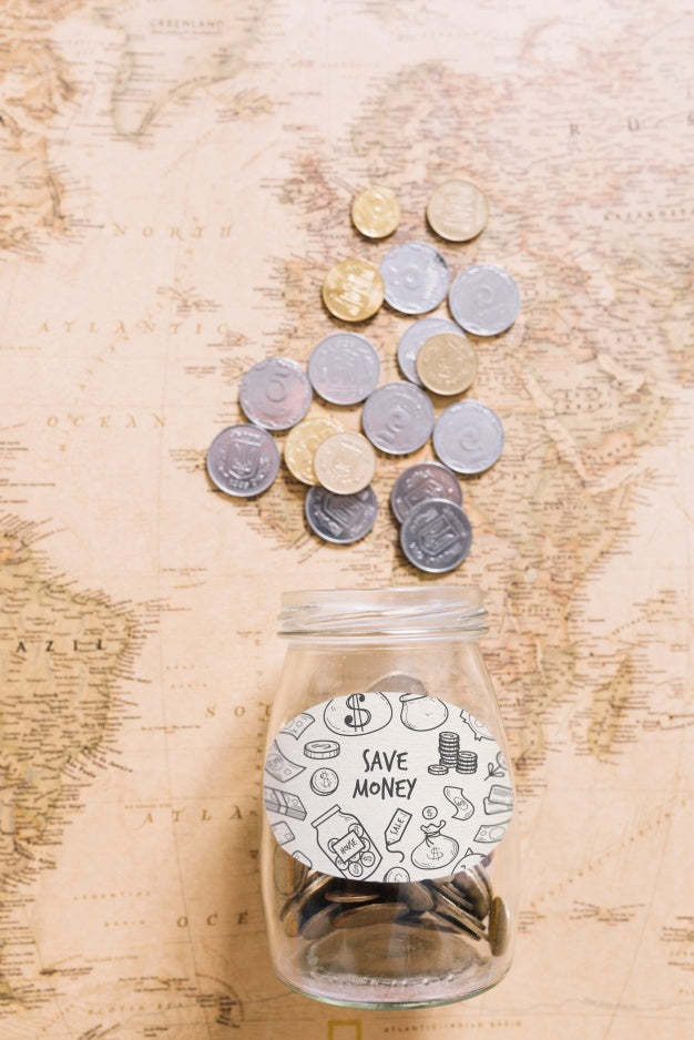 Coins On World Map Psd