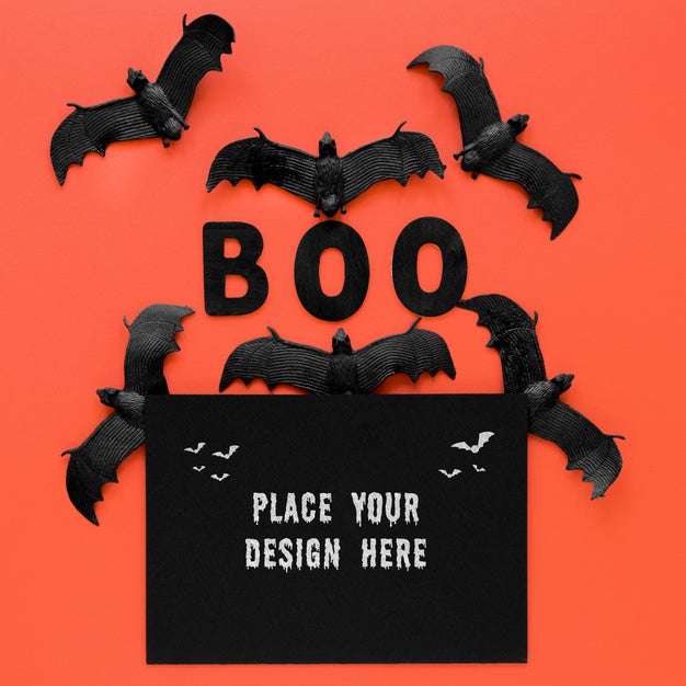 Collection Of Bats Halloween Concept Top View Psd