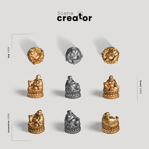 Collection Of Chinese Buddha Statues Psd