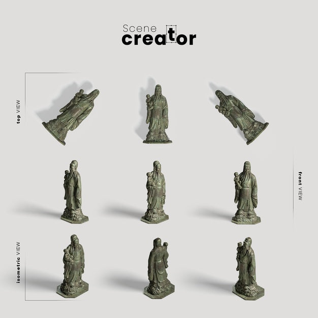 Collection Of Chinese Traditional Statues Psd