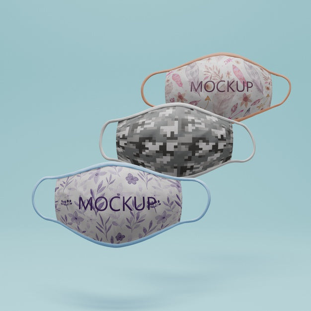 Collection Of Face Masks With Mock-Up Concept Psd