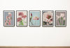 Collection Of Floral Art Pieces On A Wall Psd