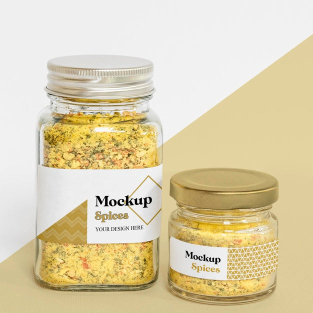 Collection Of Labeling Jars With Spices Psd