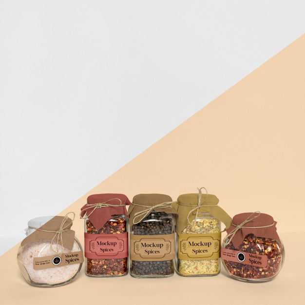 Collection Of Labeling Jars With Spices Psd