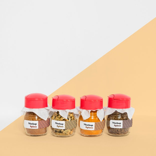 Collection Of Labeling Jars With Spices Psd