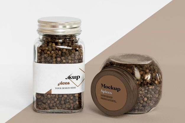 Collection Of Labeling Jars With Spices Psd