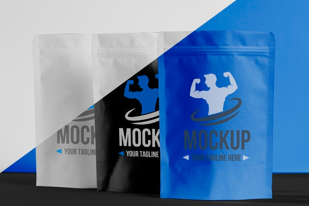 Collection Of Men Protein Powder Bags Psd