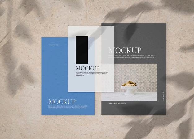 Collection Of Sheet Papers On Stone Surface Mockup Psd