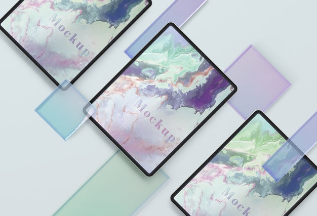 Collection Of Tablet Device With Transparent Glass Psd