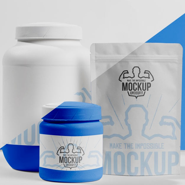 Collection Of White Protein Powder Bags Psd