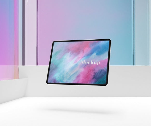 Colored Display Of Tablet Mock-Up Psd