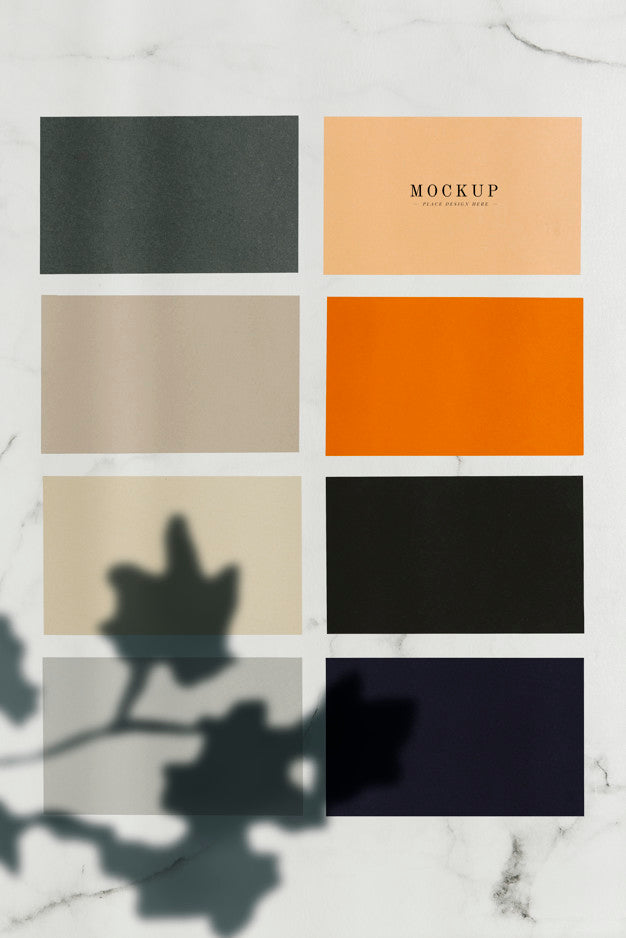 Colored Sample Paper Square Mockups On A Marble Table Psd