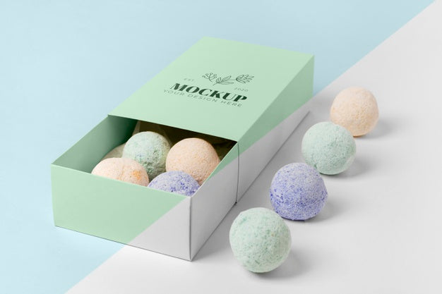 Colorful Bath Bombs Arrangement In Box Psd