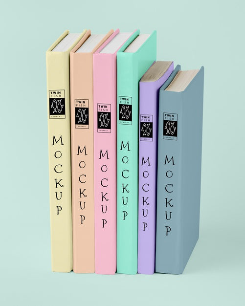 Colorful Books Arrangement Mock-Up Psd
