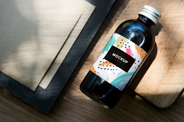 Colorful Bottle Label Mockup Design Psd