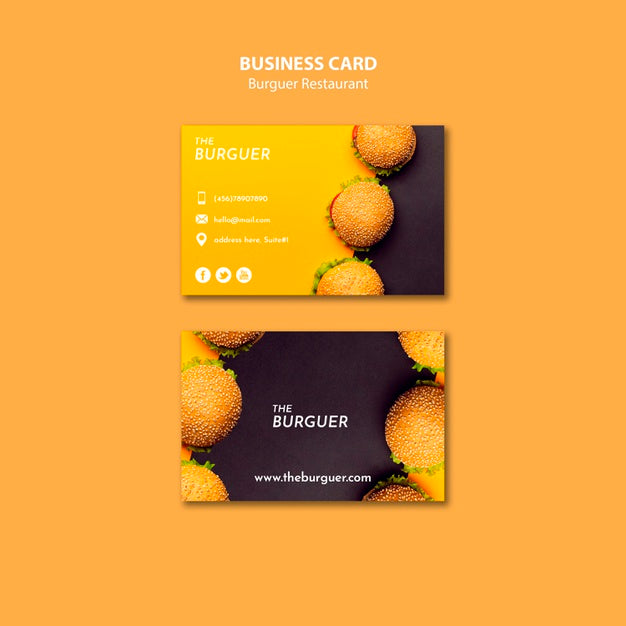 Colorful Burger Restaurant Business Card Psd