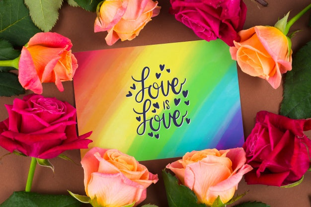 Colorful Card Mockup With Roses Psd