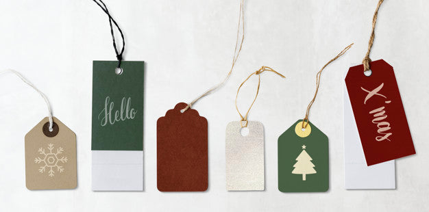 Colorful Christmas Labels And Tags Mockups Psd