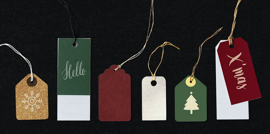 Colorful Christmas Labels And Tags Mockups