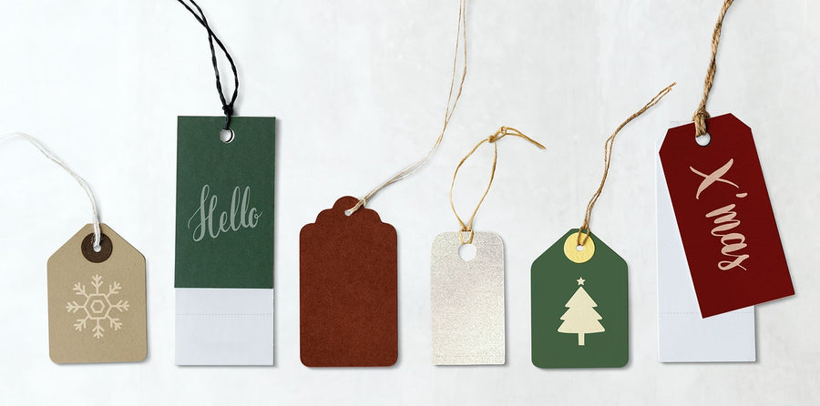 Colorful Christmas Labels And Tags Mockups