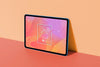 Colorful Digital Tablet Screen Mockup Lean On The Wall Psd