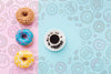 Colorful Donuts And Black Coffee Psd