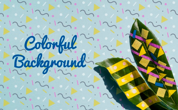 Colorful Drawing On Realistic Plant Psd