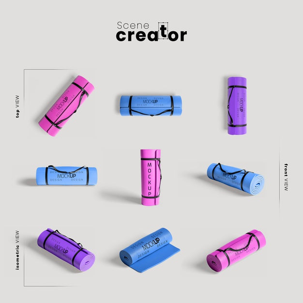 Colorful Fitness Mats Mock-Up Psd