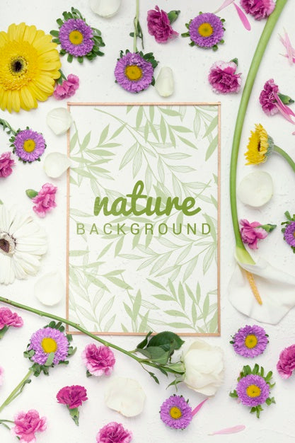 Colorful Flowers Concept Mock-Up Psd