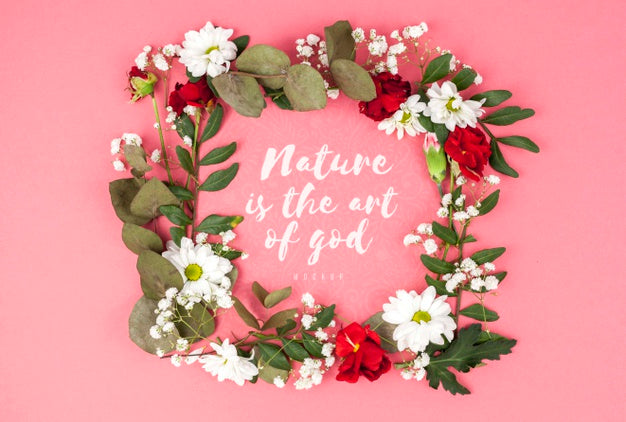 Colorful Flowers Framing Mockup Psd