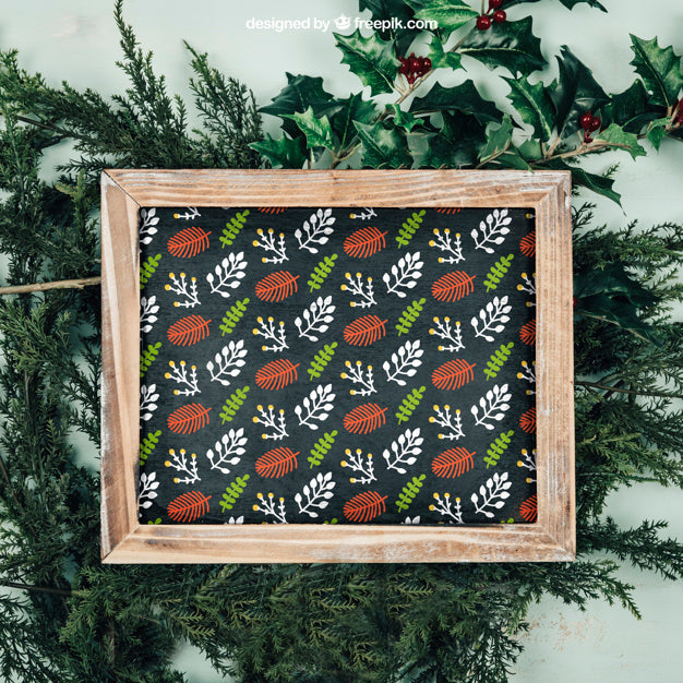 Colorful Frame Mockup With Christmtas Design Psd