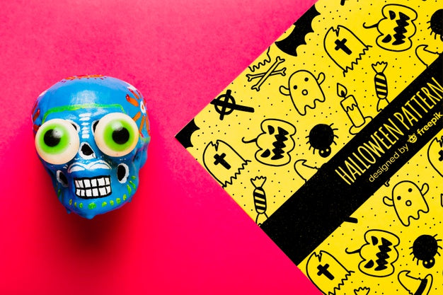 Colorful Halloween Concept With Skull Psd
