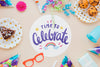 Colorful Happy Birthday Concept Mock-Up Psd