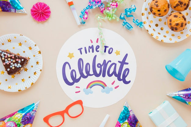 Colorful Happy Birthday Concept Mock-Up Psd