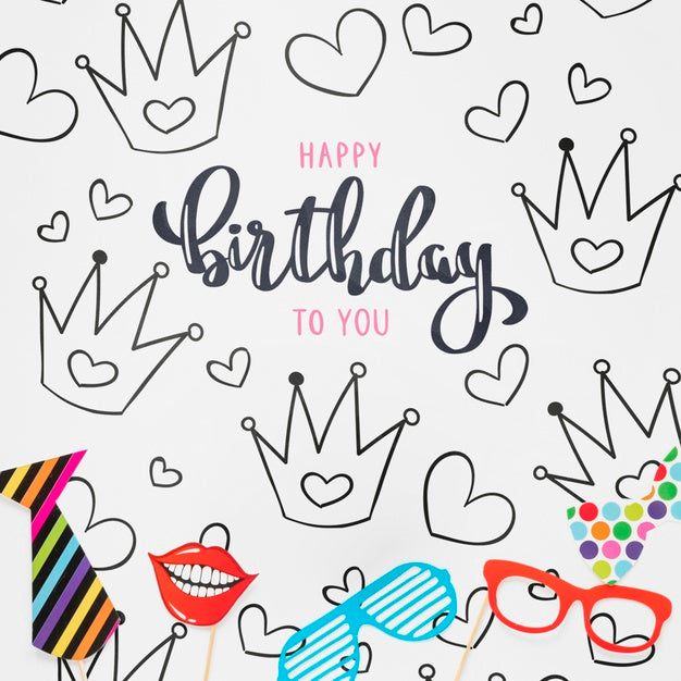 Colorful Happy Birthday Concept Mock-Up Psd