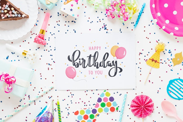 Colorful Happy Birthday Concept Mock-Up Psd