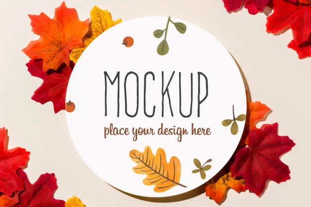 Colorful Leaves Arrangement Mock-Up Psd