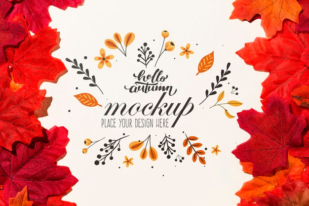 Colorful Leaves Mock-Up Style Psd